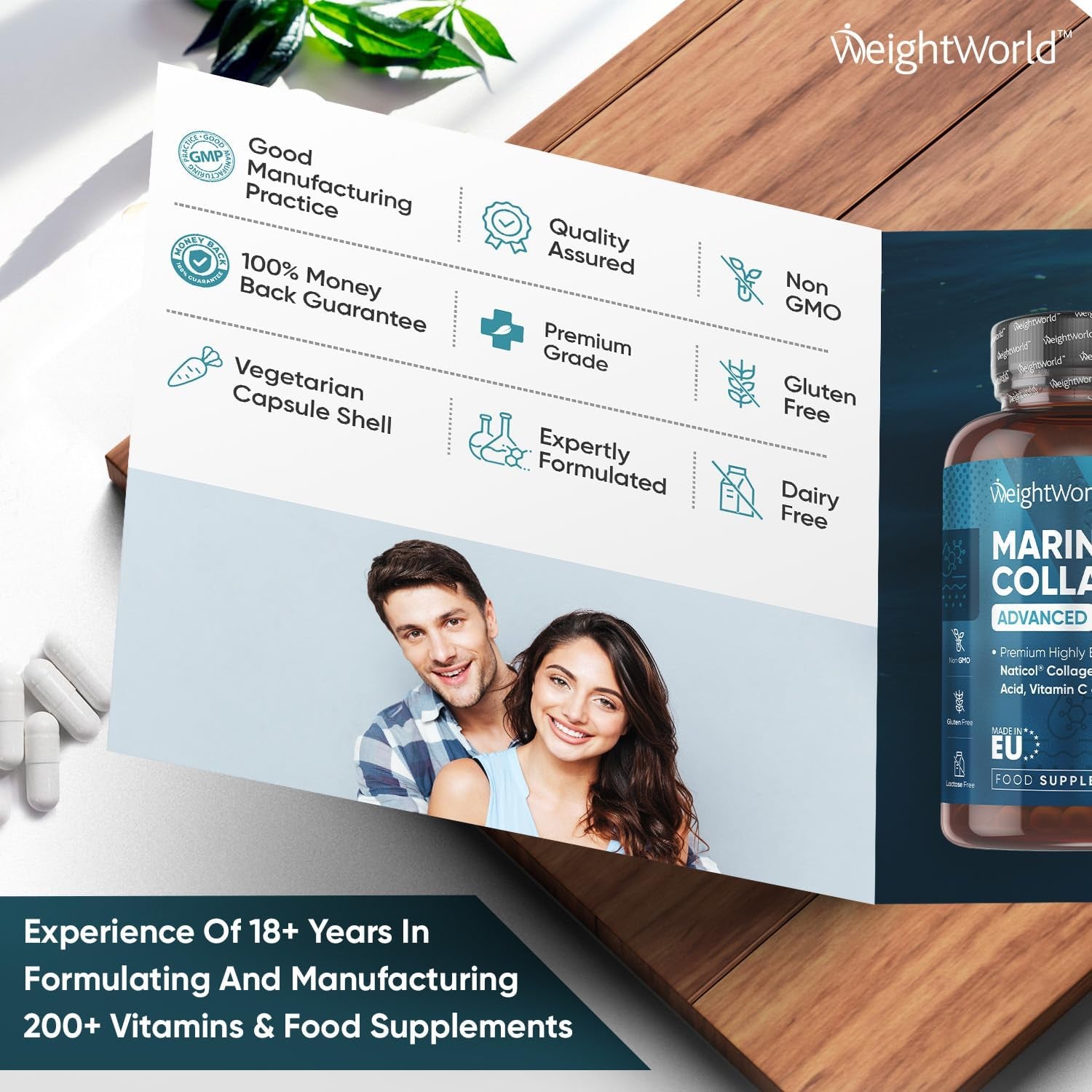 Marine Collagen Capsules 1455Mg - 120 Capsules - Naticol Type 1 Collagen Supplements for Women & Men - Hydrolysed Marine Collagen Peptides Complex with Hyaluronic Acid, Vitamin C, Zinc & Coq10