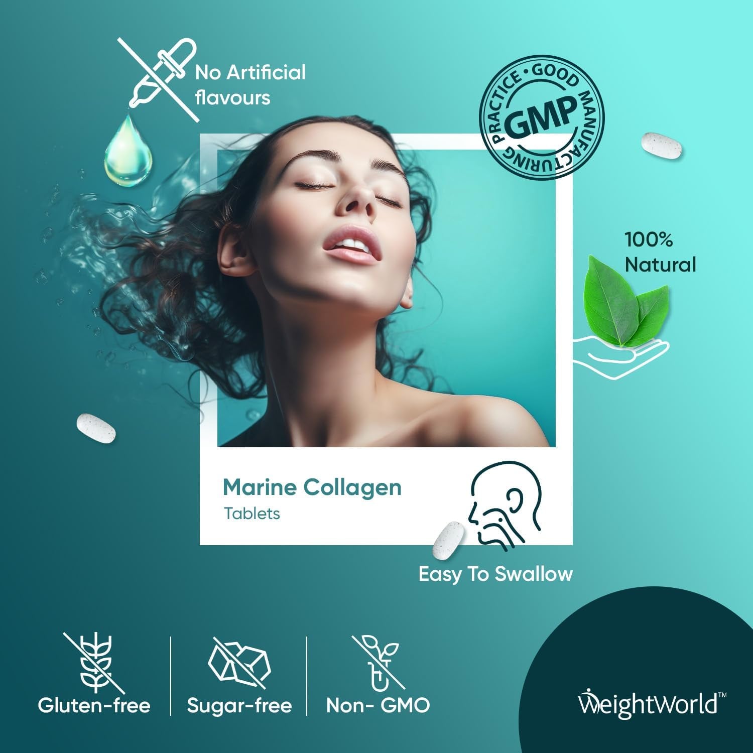 Hydrolysed Marine Collagen Tablets 1800Mg - Collagen Supplements for Skin, Hair, and Slumber- for Men & Women -180 Tablets- with Hydrolysed Collagen Peptides Type 1 & 3 with Vitamin C- Made in the UK