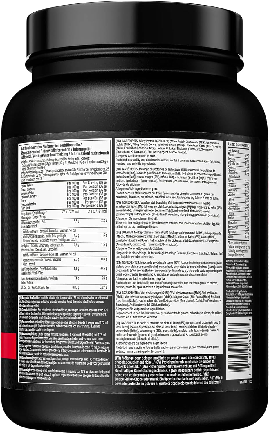 Nitrotech 100% Whey Gold Protein Powder, Build Muscle Mass, Whey Isolate Protein Powder & Peptides, Protein Shake for Men & Women, 5.5G BCAA, 28 Servings, 908Kg, Double Rich Chocolate