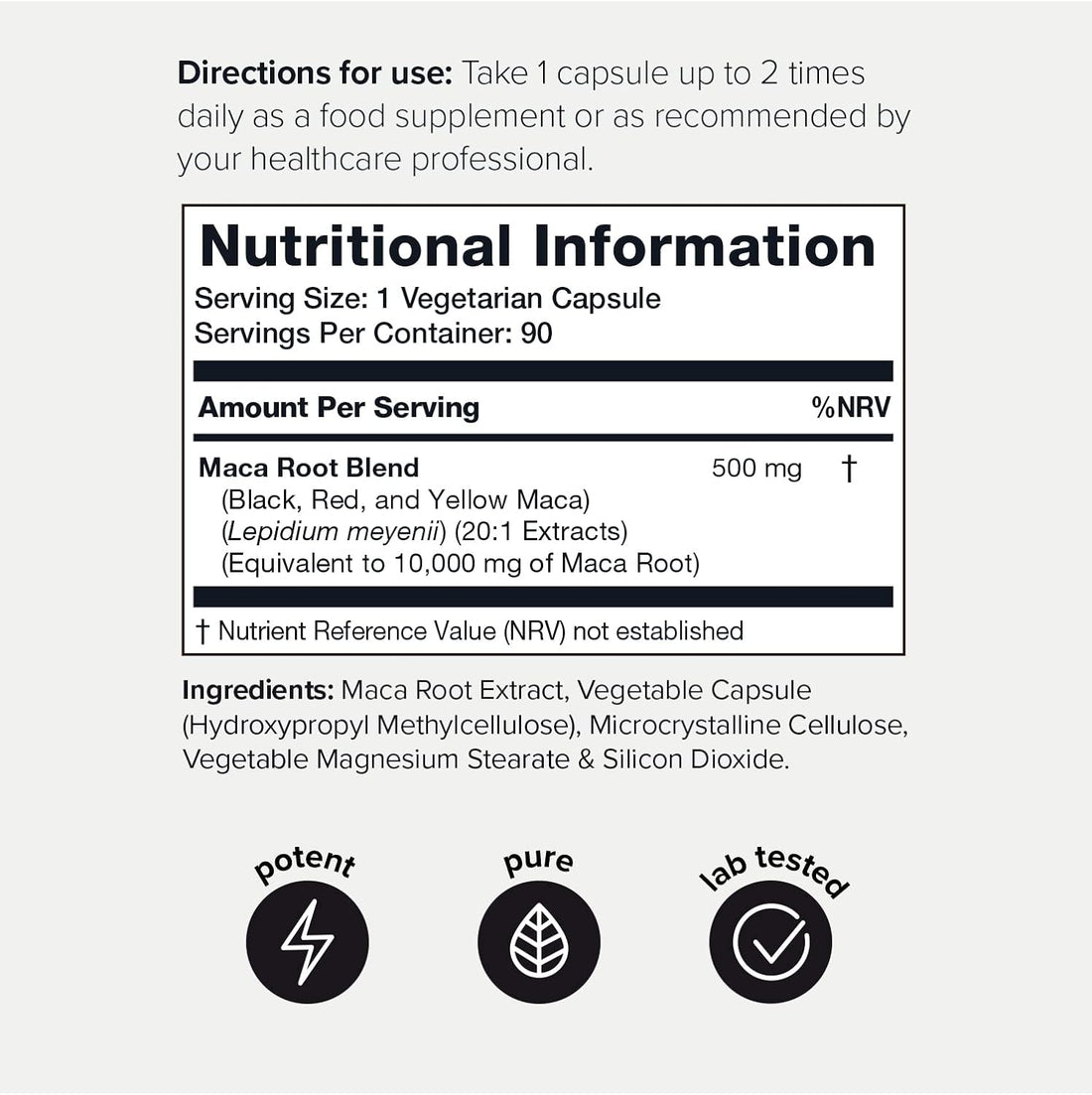 10,000Mg Maca Root Capsules 20X Concentrated Extract - Ultra High Strength Wildcrafted Maca Root Capsules for Men & Women - Peruvian Maca Powder Gelatinized Black Maca, Red & Yellow Complex Macaroot