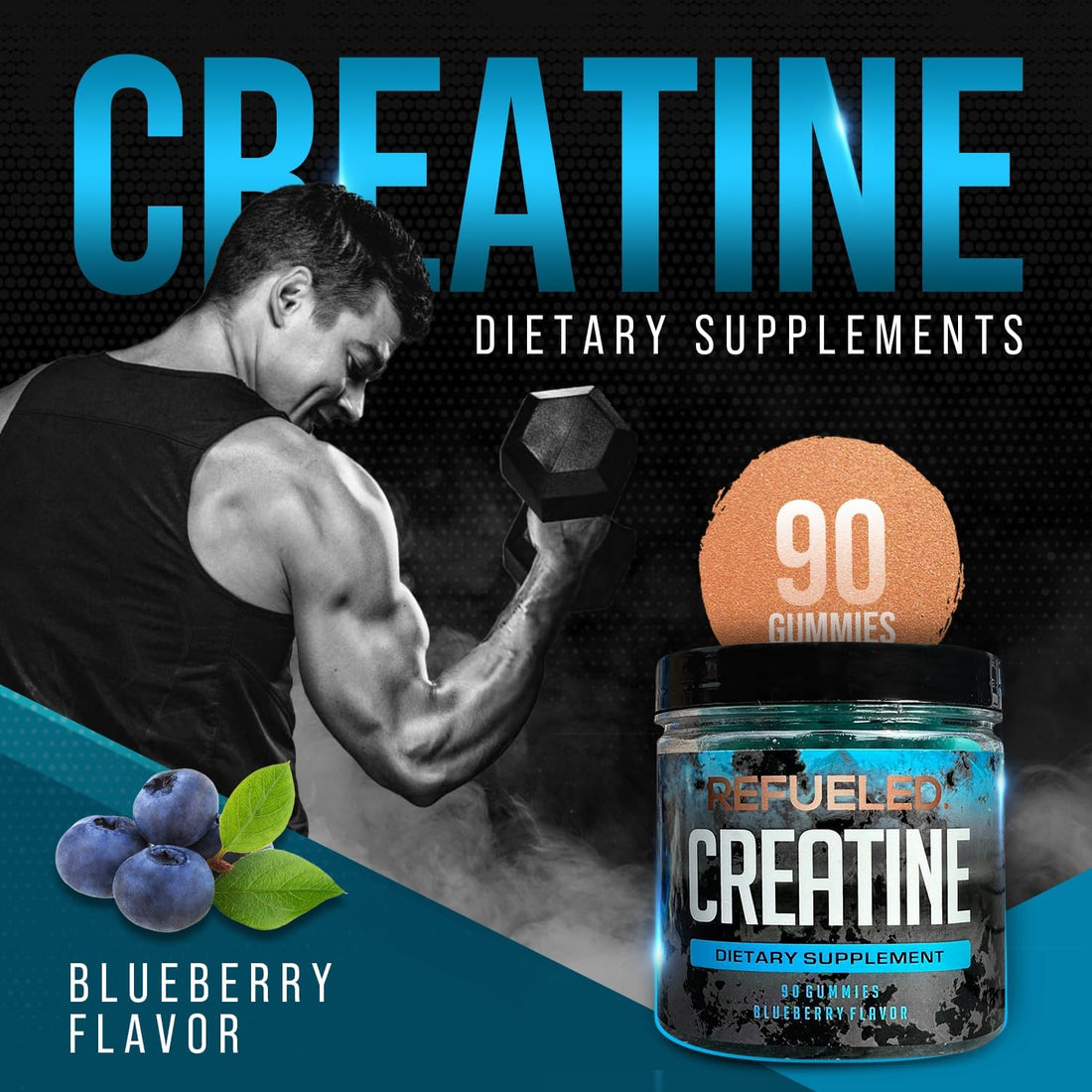 Creatine Gummies - Muscle Growth & Strength Supplement - 90 Count - Natural Ingredients - Boosts Energy & Endurance - Post-Workout Recovery - Tasty & Convenient Daily Creatine