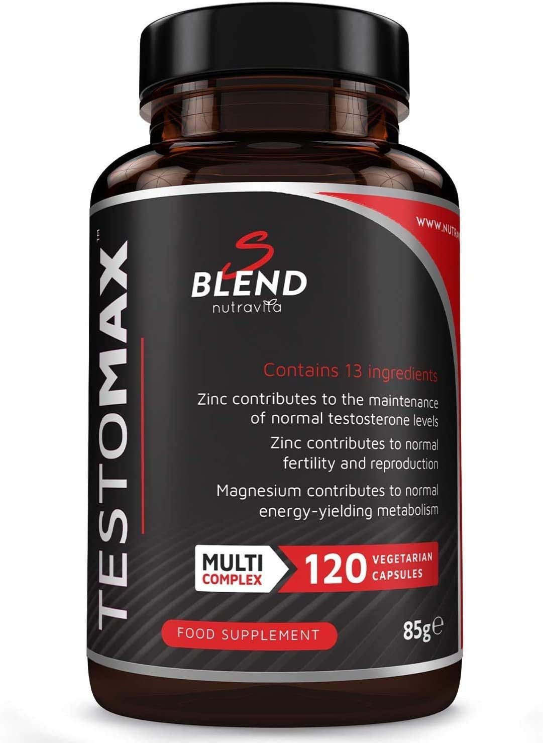 TESTOMAX Testosterone Booster for Men - 13 Powerful Active Ingredients &amp; Vitamins Including Zinc, Maca Root Extract, Fenugreek, Ginseng - Made in the UK by