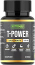 T-Power (Testo Supplement) | Ginseng, Maca, Tribulus Terrestris, Ashwagandha | 60 Capsules 1000Mg High Strength | Gym Supplements for Men, Energy, Stamina Booster