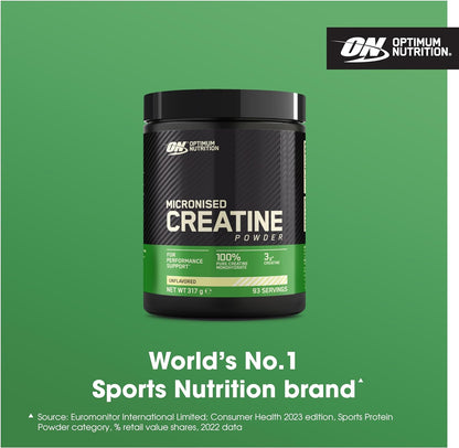 Micronised Creatine Powder, 100% Pure Creatine Monohydrate Powder for Performance and Muscle Power, Unflavoured Shake, 93 Servings, 317 G