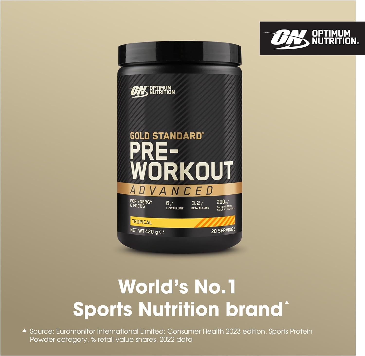 on Gold Standard Pre-Workout Advanced with L-Citrulline, Beta-Alanine and Caffeine, Tropical, 20 Servings, 420 G