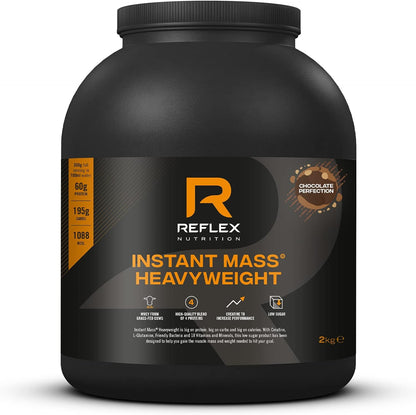 Nutrition Instant Mass Heavyweight - Mass Gainer - over 1000 Kcal per Serving, 60G Protein, Creatine - High Calorie Post Workout or before Bed Protein Shake (Chocolate Perfection, 2 Kg)