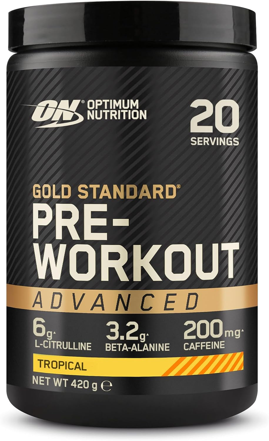 on Gold Standard Pre-Workout Advanced with L-Citrulline, Beta-Alanine and Caffeine, Tropical, 20 Servings, 420 G