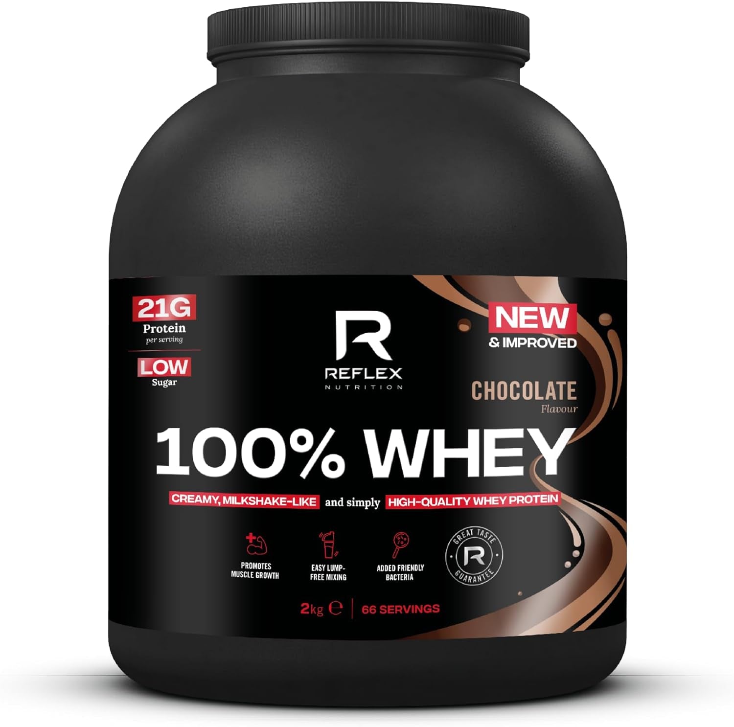 Nutrition 100% Whey Protein - 80% Pure Whey Protein - EAA Amino Acids - No Added Sugar - Whey Protein Powder for Pre Workout &amp; Post Workout Recovery (Chocolate, 2Kg, 66 Servings)