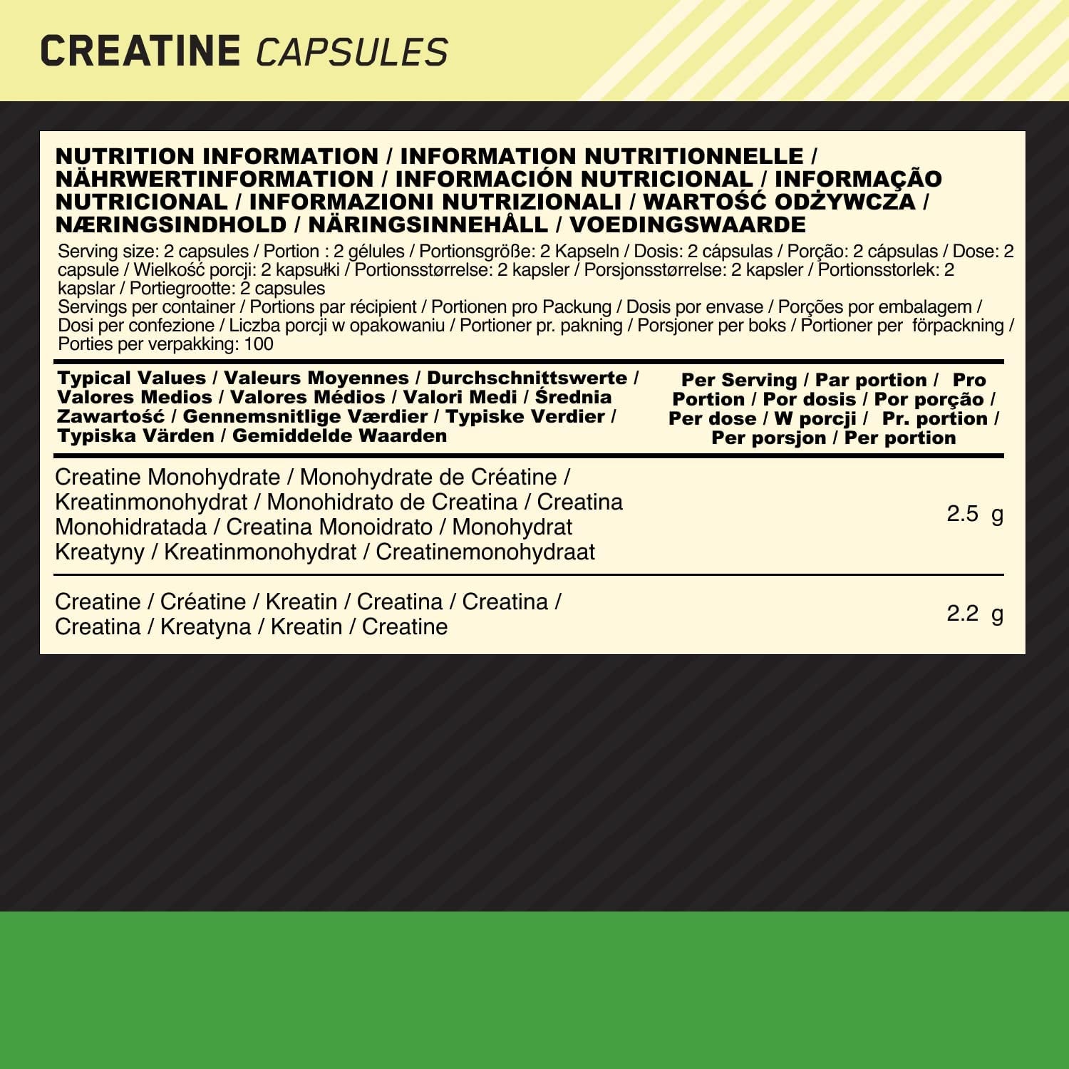 Creatine Capsules with 2500 Mg of Unflavoured Creatine Monohydrate per Serving, Creatine Food Supplement Capsules to Support Performance, 100 Servings, 200 Capsules