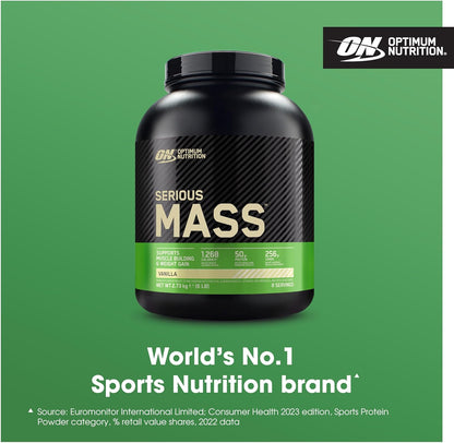 Serious Mass Protein Powder with Creatine, Glutamine, 25 Vitamins &amp; Minerals, High Calorie Mass Gainer, Vanilla Flavour, 8 Servings, 2.73Kg, Packaging May Vary