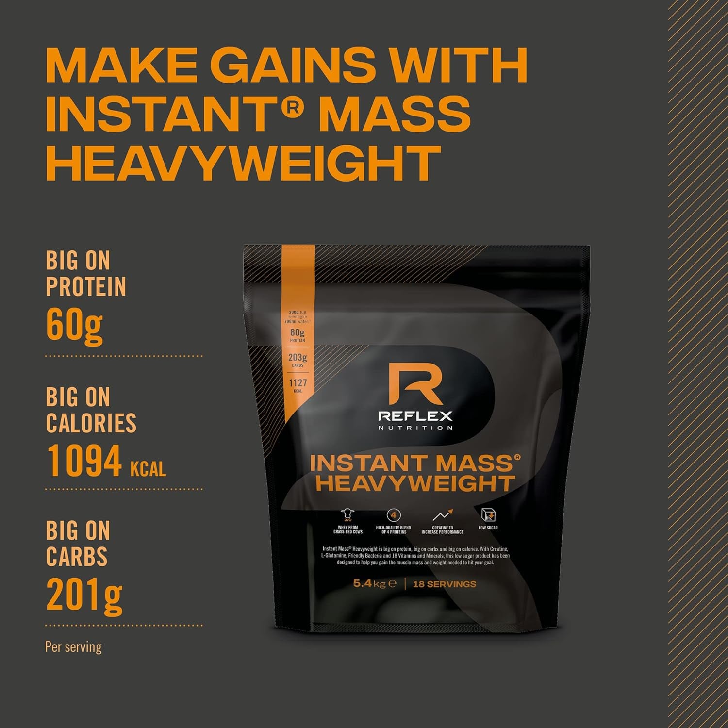 Nutrition Instant Mass Heavyweight - Mass Gainer - over 1000 Kcal per Serving, 60G Protein, Creatine - High Calorie Post Workout or before Bed Protein Shake (Chocolate Perfection, 2 Kg)