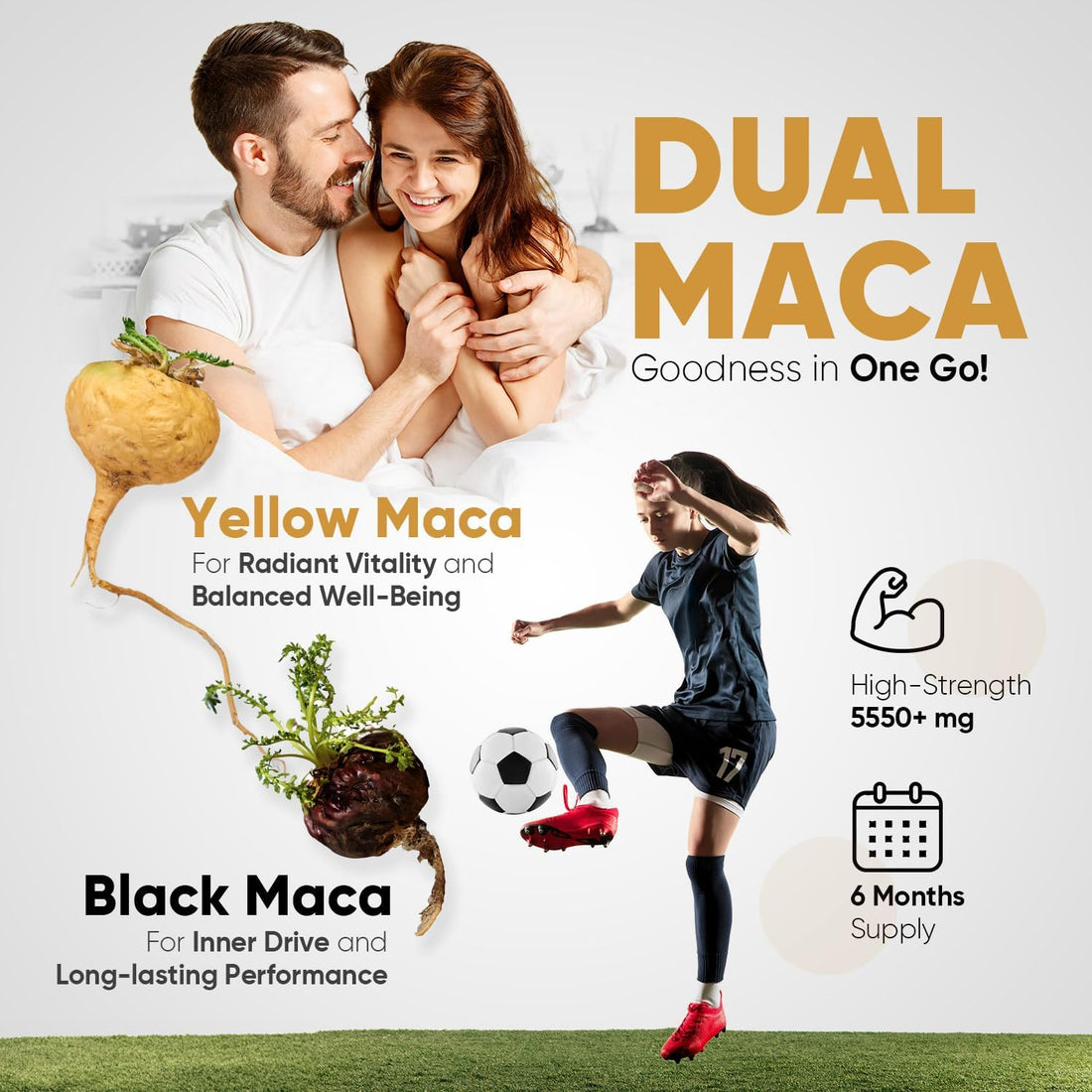 Black Maca Root Capsules 5550Mg (High Strength) – 180 Vegan Black Maca &amp; Yellow Maca Capsules (6 Months Supply) - with L-Arginine, Panax Ginseng, Pepper - Zinc for Testosterone Levels &amp; Metabolism