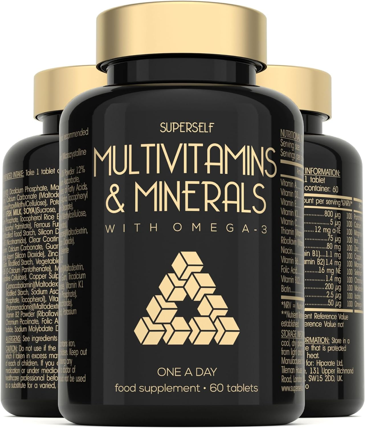 Multivitamin Tablets for Men &amp; Women - Multivitamins and Minerals with Omega 3 - Adult Multi Vitamins Supplements with 100% Daily of Zinc, Iron, Vitamin D, C, B12 &amp; 26 Nutrients - 60 Tablets One a Day