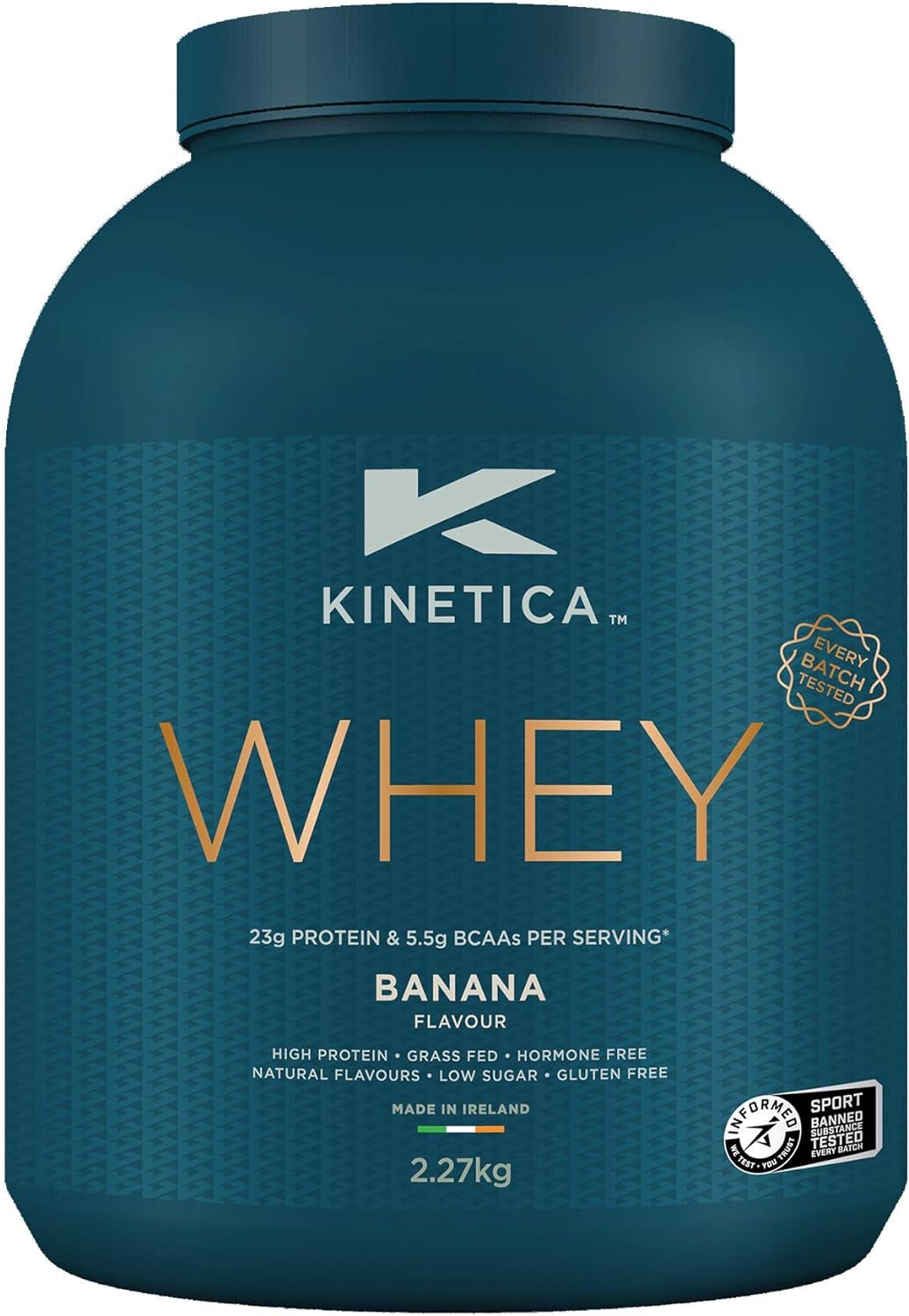 Banana Whey Protein Powder | 2.27Kg | 23G Protein per Serving | 75 Servings | Sourced from EU Grass-Fed Cows | Superior Mixability & Taste