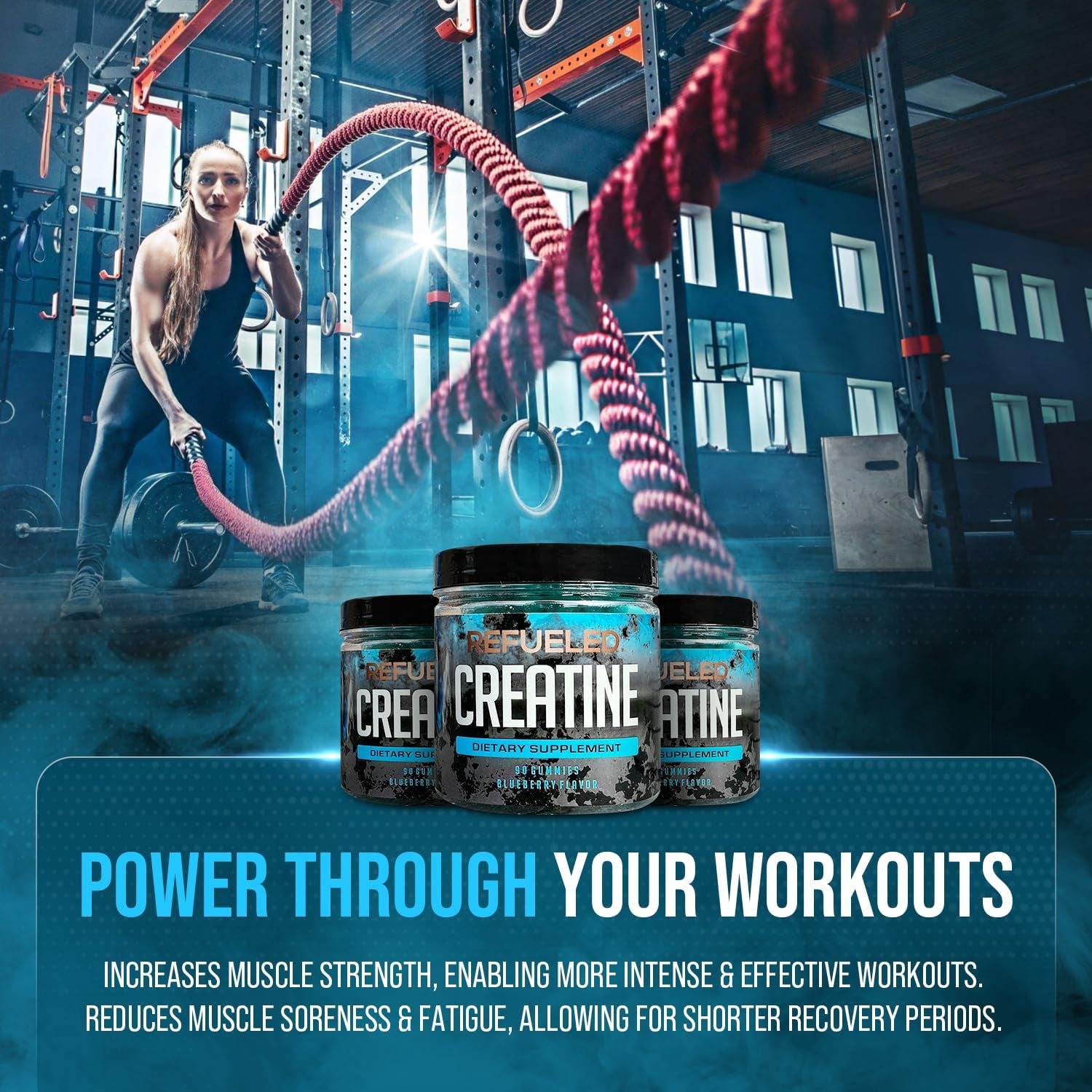 Creatine Gummies - Muscle Growth &amp; Strength Supplement - 90 Count - Natural Ingredients - Boosts Energy &amp; Endurance - Post-Workout Recovery - Tasty &amp; Convenient Daily Creatine