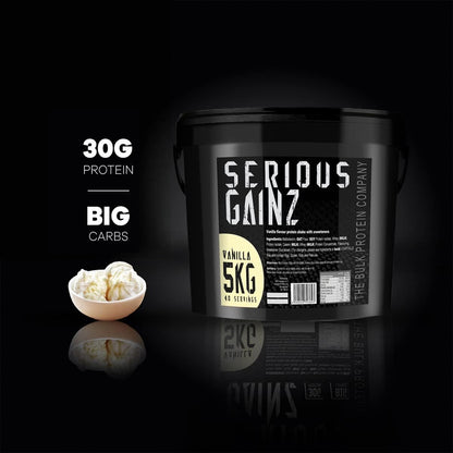 , SERIOUS GAINZ - Whey Protein Powder - Weight Gain, Mass Gainer - 30G Protein Powders (Vanilla, 5Kg)