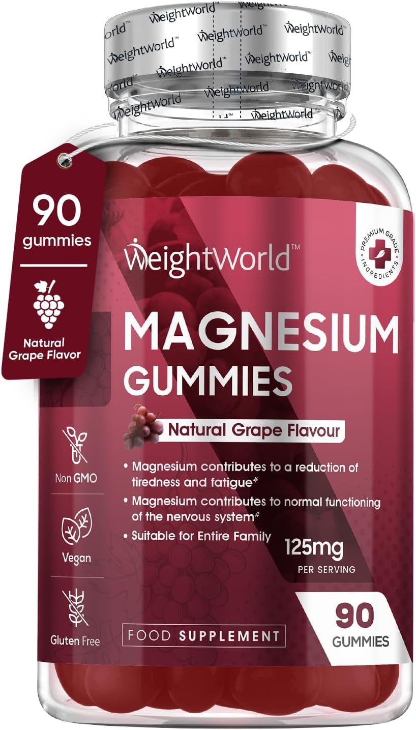 Magnesium Gummies - 90 Vegan Gummies - Magnesium Citrate Offering 125Mg Magnesium - for Adults &amp; Kids (5 Years+) - Chewable Magnesium Supplements for Women &amp; Men - 45 Days Supply -Gluten-Free